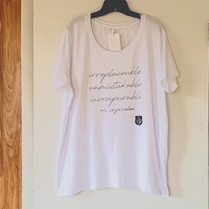 NWT White Top with black sayings